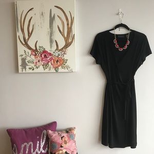 Classic black faux-wrap dress